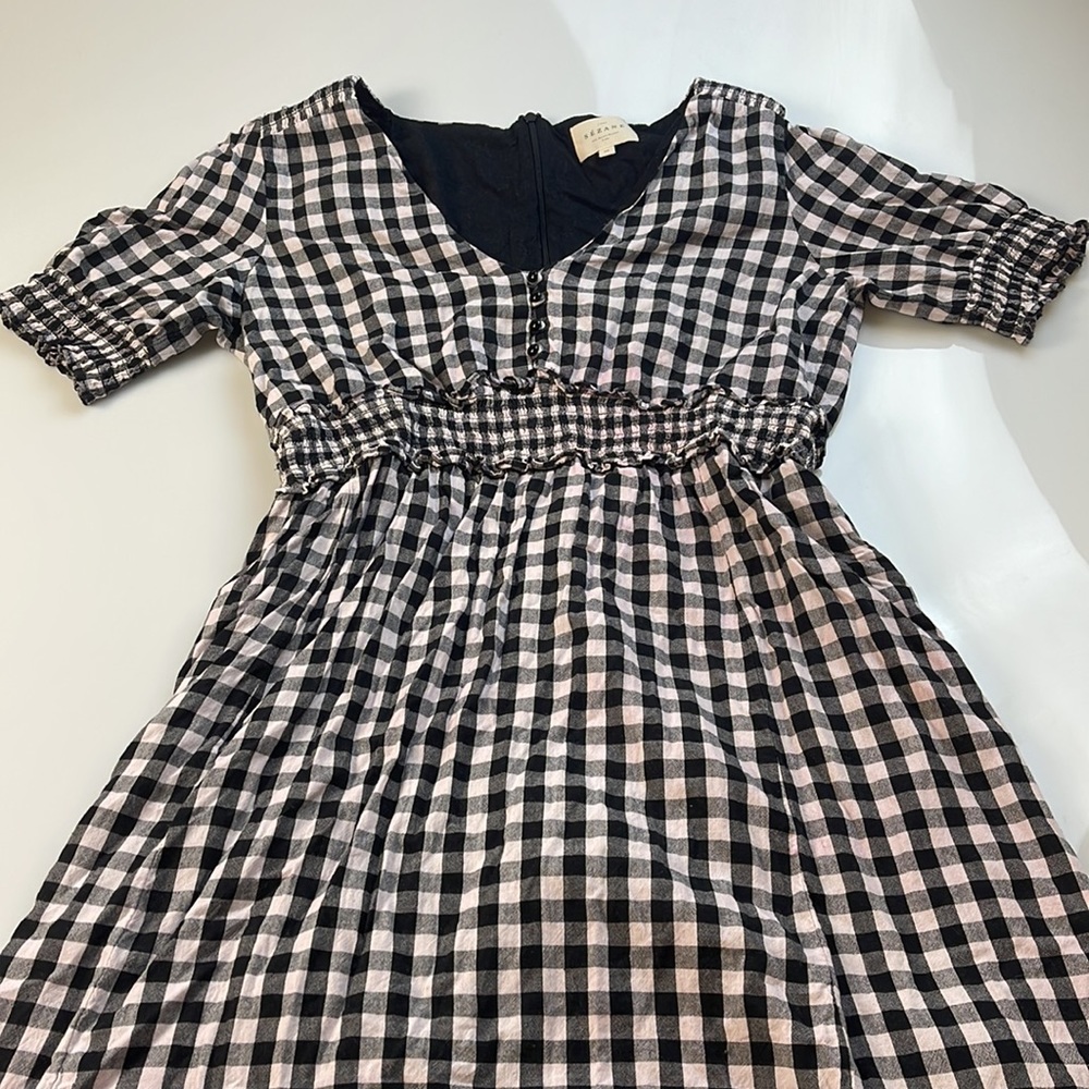 Sezane Women Checkered Black And White Dress X34-42 - Picture 5 of 8